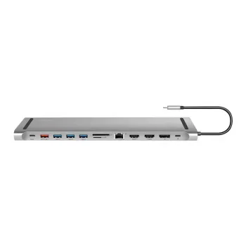 USB-C 3.2 dokstacija, 12 porti, PD 100W