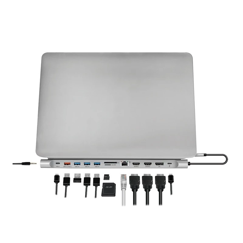 USB-C 3.2 dokstacija, 12 porti, PD 100W
