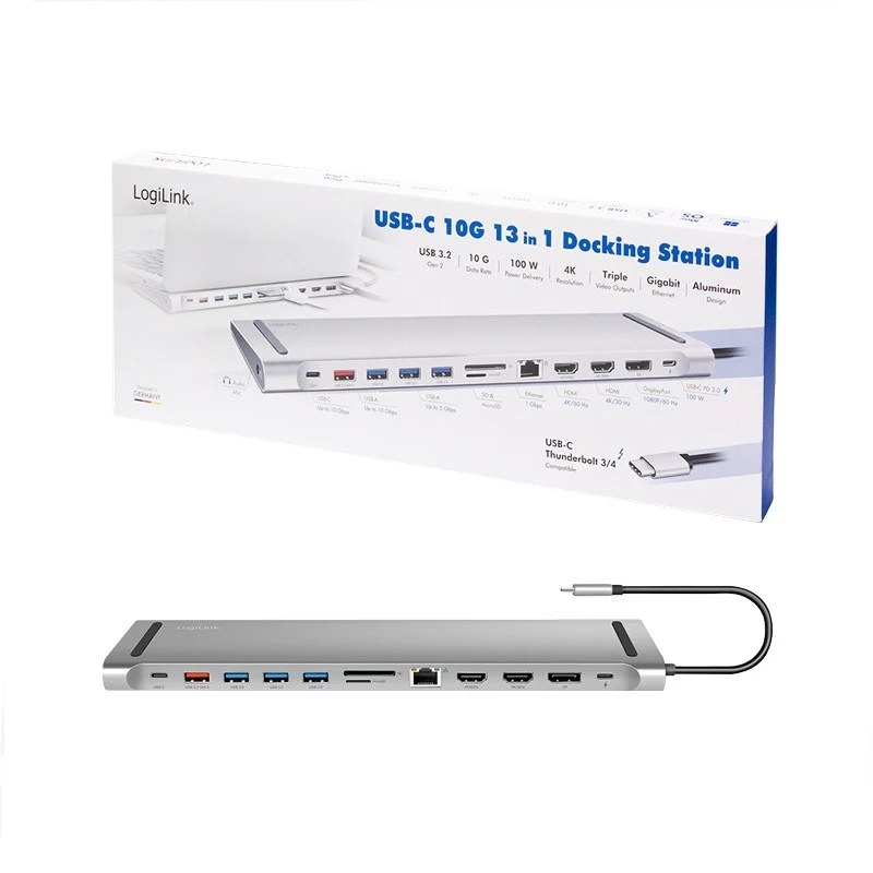 USB-C 3.2 dokstacija, 12 porti, PD 100W