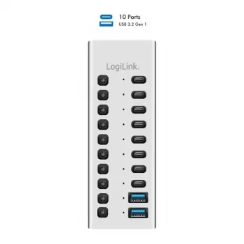 USB 3.2 Gen 1 10 portu centrmezgls ar USB-A/C un individuāliem slēdžiem