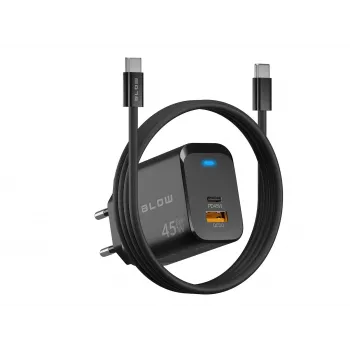 Sienas lādētājs USB-A USB-C PD 45W + kabelis