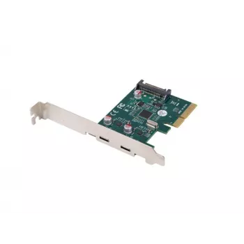 Tīkla karte PCI Express x1 -> 2x USB-C 3.2 Gen 2x1 ar LED un zema profila stiprinājumu