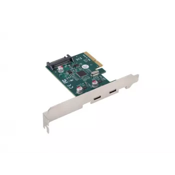 Tīkla karte PCI Express x1 -> 2x USB-C 3.2 Gen 2x1 ar LED un zema profila stiprinājumu