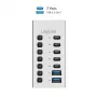 USB 3.2 Gen 1 7 portu USB-A/C centrmezgls ar ieslēgšanas/izslēgšanas slēdžiem
