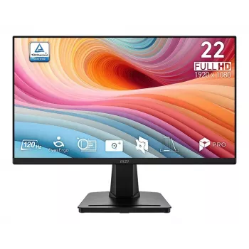 MSI PRO MP225 E12VL 21.45 collu FHD monitors, plakans, 120Hz, melns