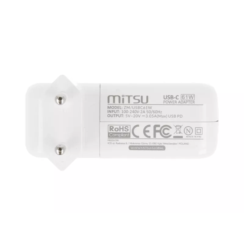 Klēpjdatora lādētājs 61W USB-C 5V-9V-12V-15V-20V-20.3V/3A PD