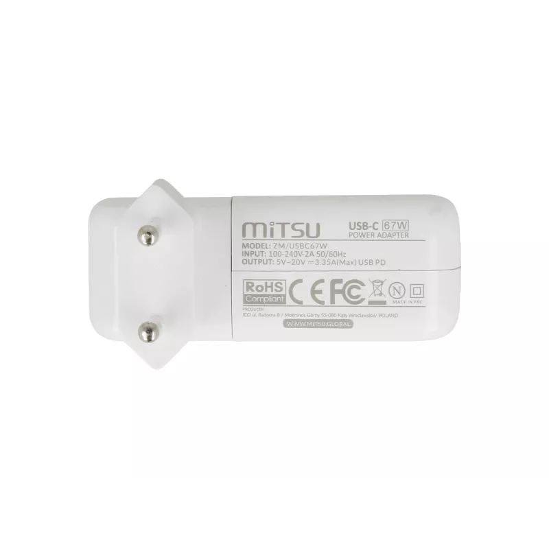 Lādētājs klēpjdatoram 67W USB-C 5V-9V-12V-15V/3A, 20V/3.35A PD