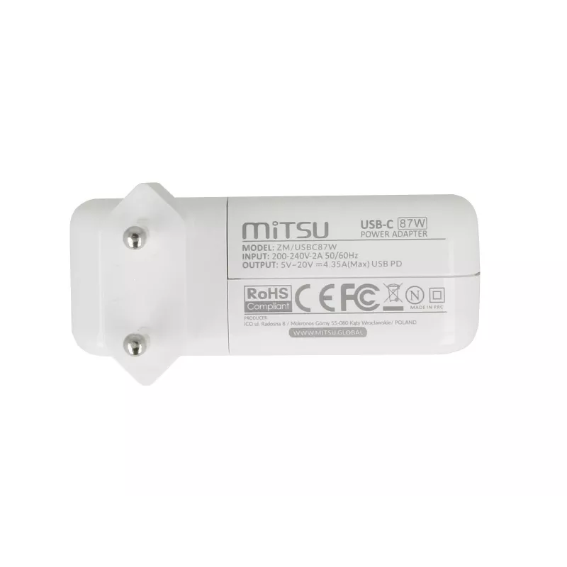Lādētājs klēpjdatoram 87W USB-C 5V-9V-12V-15V/3A, 20V/3.25A, 20.2V/4.3A PD