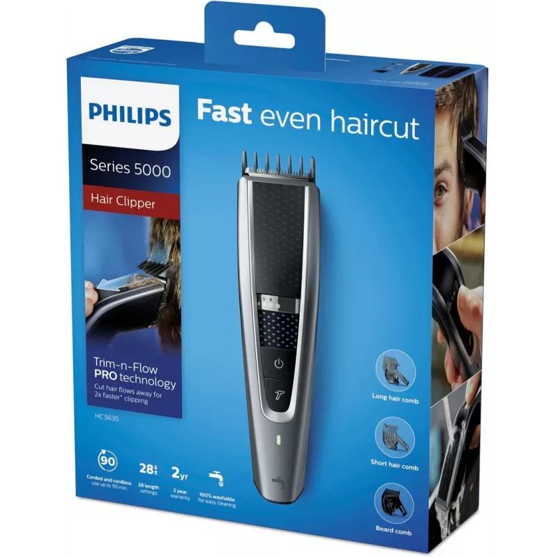 Philips HC5630/15 Matu griezējs Series 5000, melns/sudrabs
