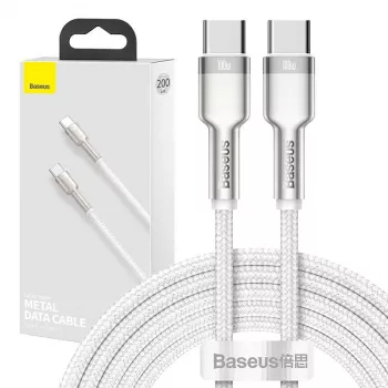 USB-C uz USB-C kabelis Baseus Cafule, 100W, 2m (balts)
