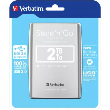 Verbatim Store 'n' Go USB 3.0 portatīvais cietais disks 2TB Sudrabs