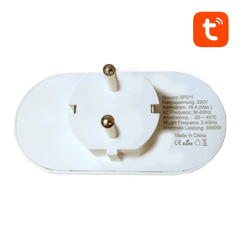 Divkāršs viedais kontaktdakšs WiFi Gosund SP211 3500W, Tuya