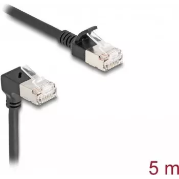 Delock RJ45 tīkla kabelis Cat.6A S/FTP Slim 90° augšējais leņķis / taisns 5 m melns (80290)
