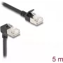 Delock RJ45 tīkla kabelis Cat.6A S/FTP Slim 90° augšējais leņķis / taisns 5 m melns (80290)