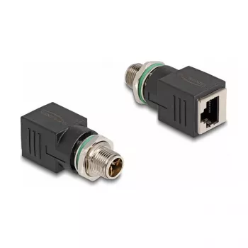 Delock M12 Adapter X-coded 8 kontaktu spraudnis uz RJ45 ligzdu taisns