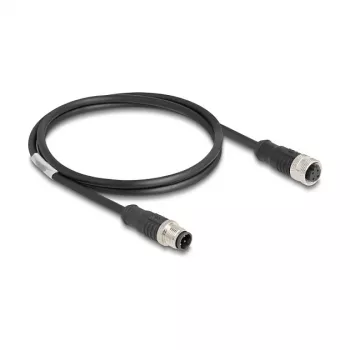 Delock M12 kabelis D-kodēts 4 kontaktu spraudnis pret ligzdu PVC 1 m