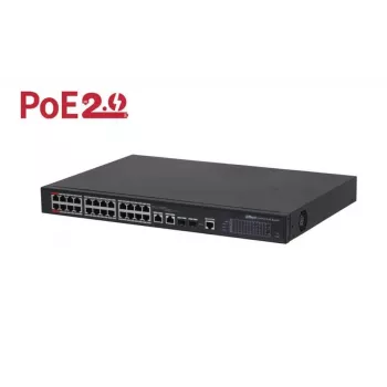 Slēdzis DAHUA PFS4226-24ET-360-V3 (DH-PFS4226-24ET-360-V3) – 24 portu PoE+ ar 360W, galddatora/pjedestāla