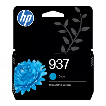 HP 937 Cyan oriģinālā tintes kasetne, standarta iznākums, ciāna, 1 gab., 800 lappuses, viena iepakojumā