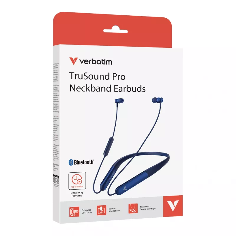 Verbatim TruSound Pro Kakla Siksnas Bezvadu Austiņas Zilā Krāsā, 20 - 20000 Hz, 74 g, Mikrofons