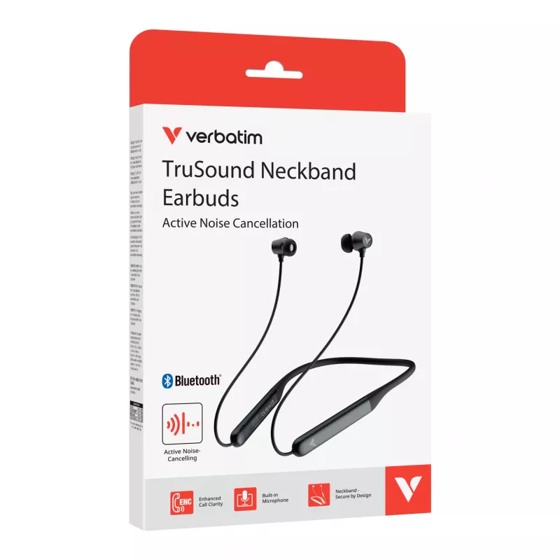 Verbatim TruSound ANC Kakla Skaļruņi Melni, Bezvadu, 20 - 20000 Hz, Mūzika/Ikdiena, 46.5 g, Headset, Melns
