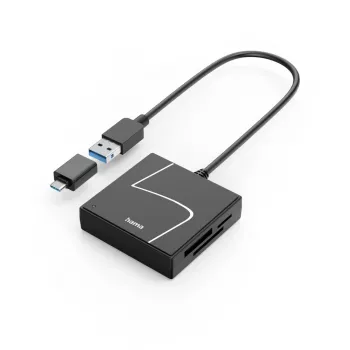 Hama 00200148 karšu lasītājs USB 3.2 Gen 1 (3.1 Gen 1) Type-A/Type-C Melns