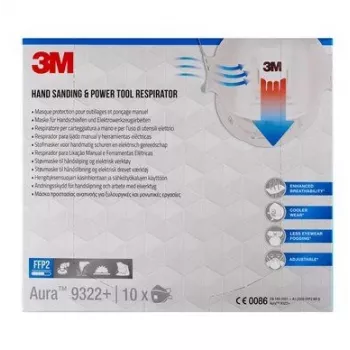 3M 9322PRO10 putekļu maska 10 gab. kausveida FFP2