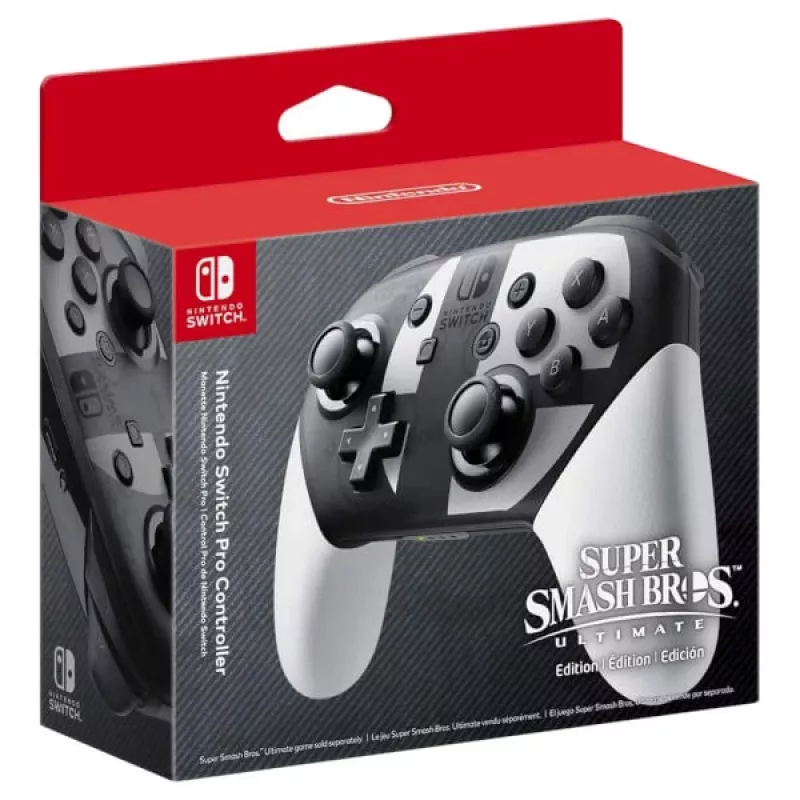 Nintendo Switch Pro Controller Super Smash Bros. Ultimate Edition Melns, Pelēks, Balts Bluetooth Gamepad Analogais / Digitālais Nintendo Switch