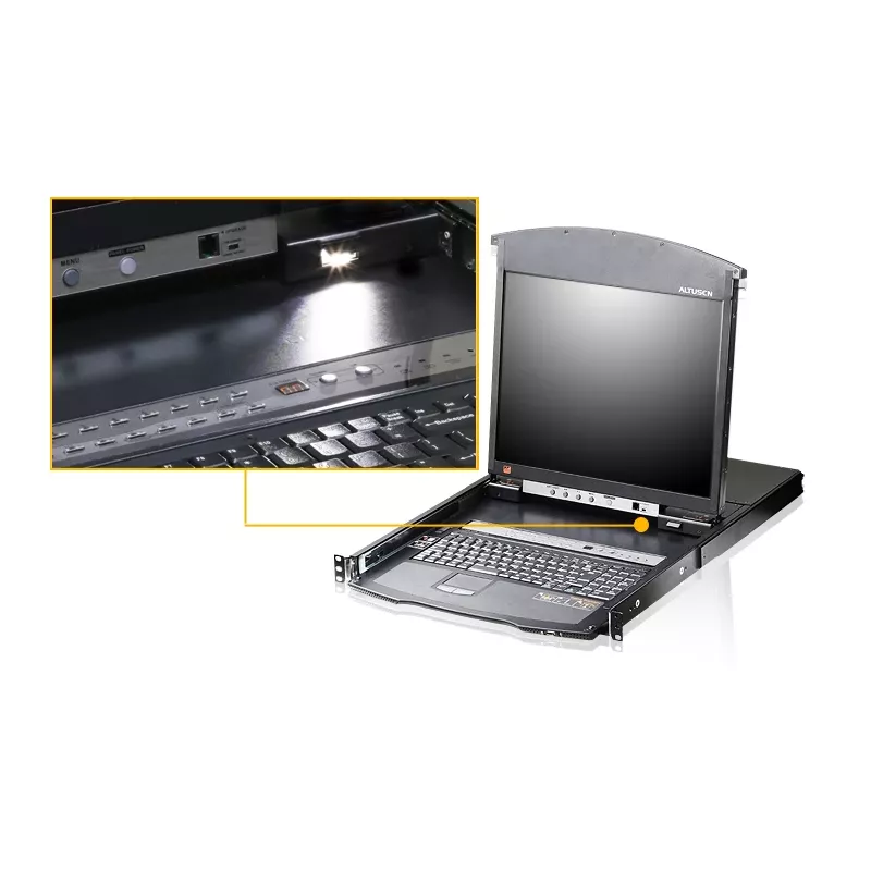 ATEN KL1508AiN 8-Portu divu sliežu LCD KVM pār IP konsoles statīvs