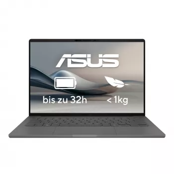 ASUS Zenbook A14 UX3407QA-QD496W Copilot+ PC Snapdragon X1-26-100 Klēpjdators 35.6 cm (14 collu) WUXGA 32 GB LPDDR5x-SDRAM 1 TB SSD Wi-Fi 6E (802.11ax) Windows 11 Home German Grey