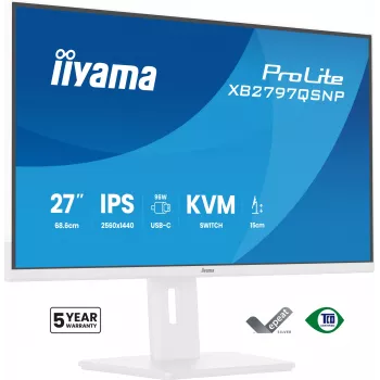 IIyama ProLite XB2797QSNP-W1 27 collu IPS LCD monitors 68.6 cm (27 inch) 2560 x 1440 pikseļi Quad HD Balts