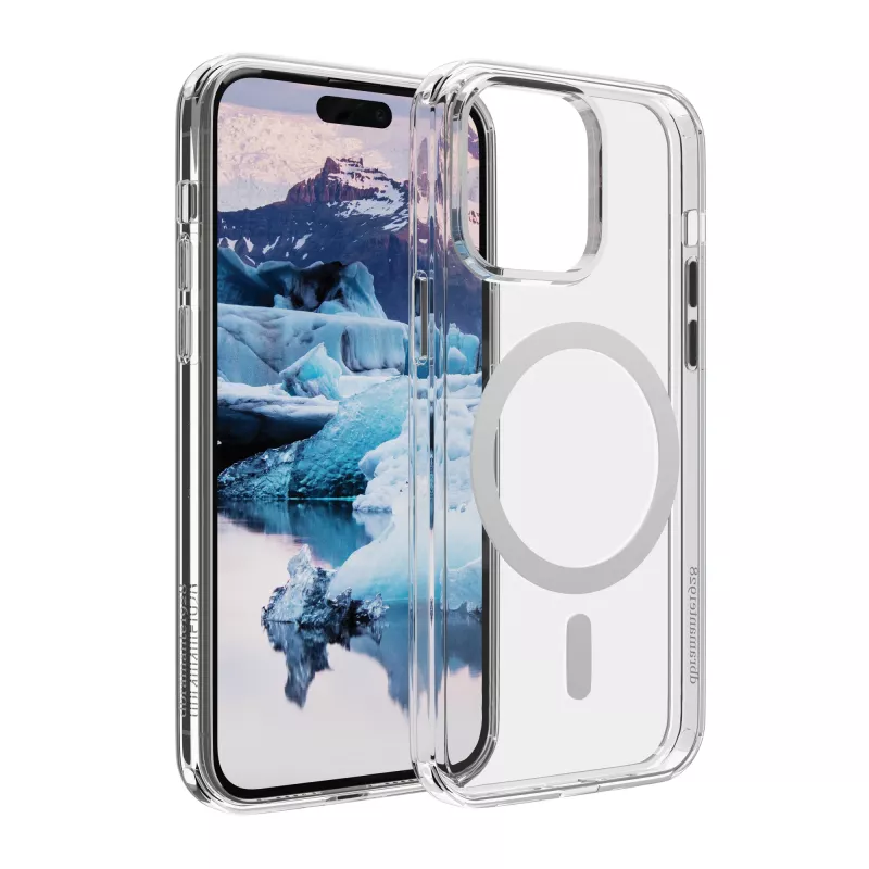 DBRAMANTE1928 Macīgs vāciņš Apple iPhone 15 Pro Max – caurspīdīgs balts, 100% pārstrādāta plastmasa
