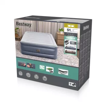 Bestway Tritech gaisa matracis Queen ar iebūvētu sūkni un pretmikrobu pārklājumu 2.03 m x 1.52 m x 51 cm