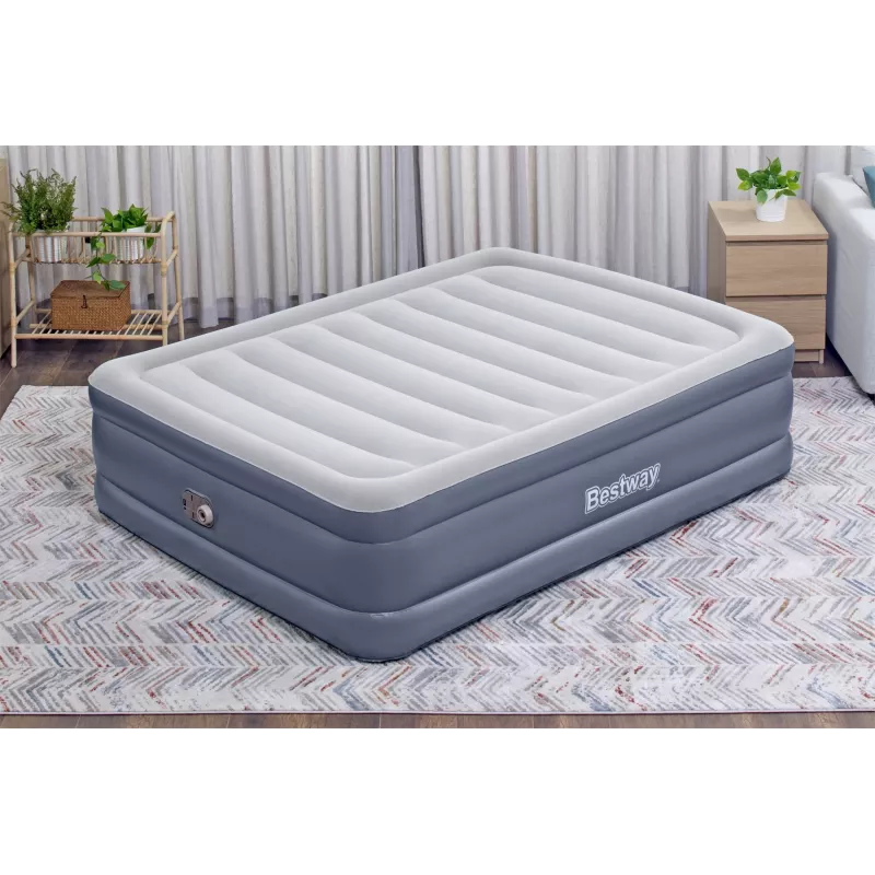 Bestway Tritech gaisa matracis Queen ar iebūvētu sūkni un pretmikrobu pārklājumu 2.03 m x 1.52 m x 51 cm
