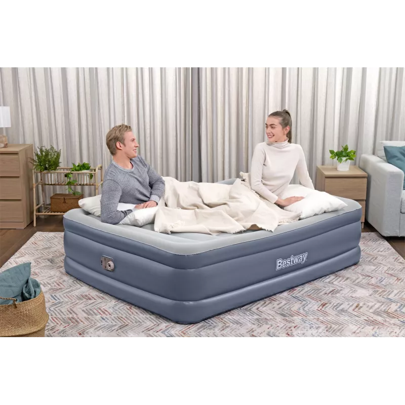 Bestway Tritech gaisa matracis Queen ar iebūvētu sūkni un pretmikrobu pārklājumu 2.03 m x 1.52 m x 51 cm