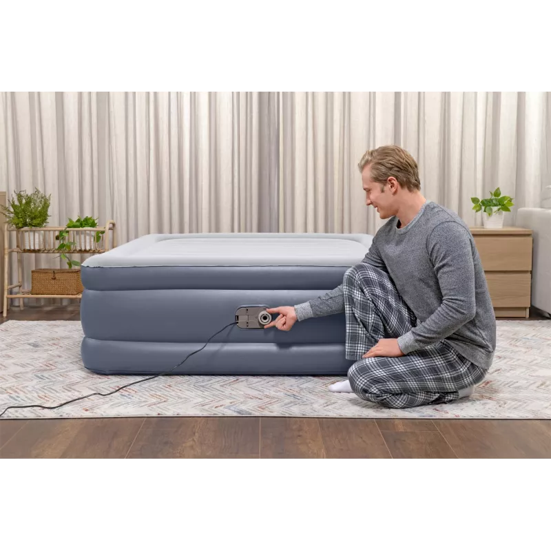 Bestway Tritech gaisa matracis Queen ar iebūvētu sūkni un pretmikrobu pārklājumu 2.03 m x 1.52 m x 51 cm