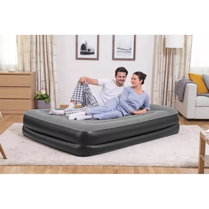 Bestway Tritech gaisa matracis Queen ar iebūvētu sūkni un pretmikrobu pārklājumu 2.03 m x 1.52 m x 46 cm
