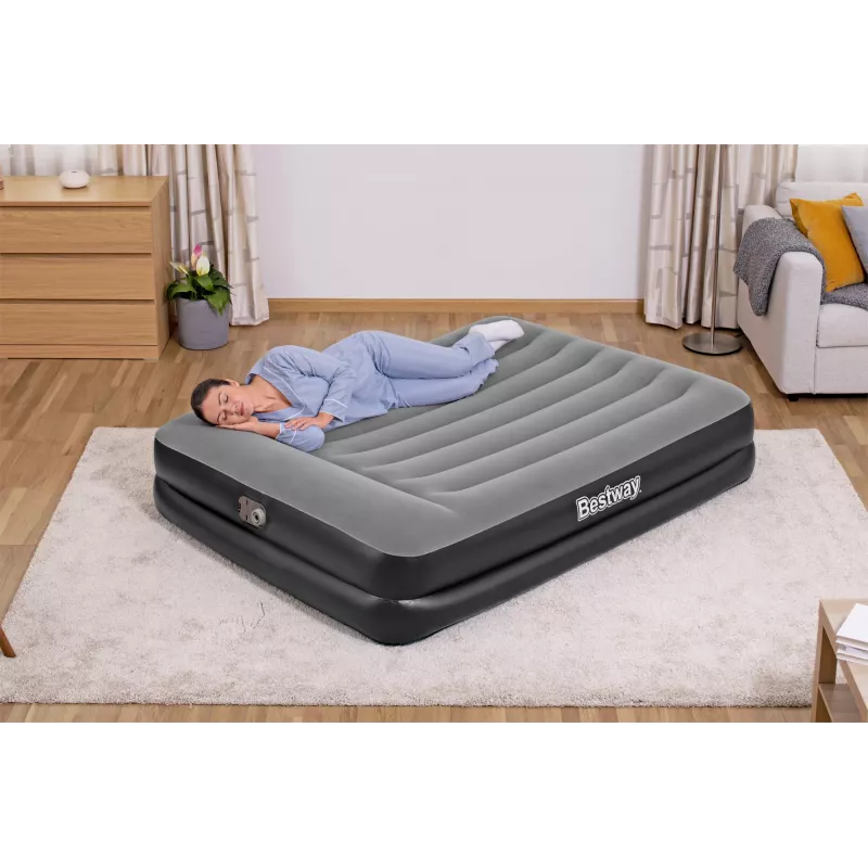 Bestway Tritech gaisa matracis Queen ar iebūvētu sūkni un pretmikrobu pārklājumu 2.03 m x 1.52 m x 46 cm