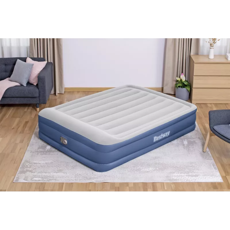 Bestway Tritech gaisa matracis Queen ar iebūvētu sūkni un pretmikrobu pārklājumu 2.03 m x 1.52 m x 46 cm