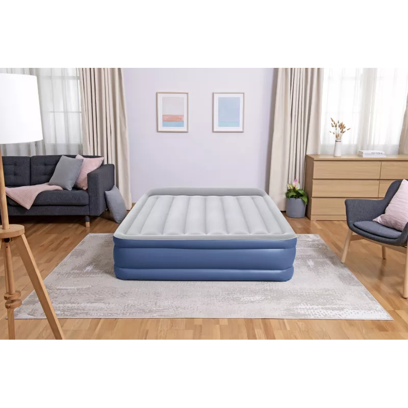 Bestway Tritech gaisa matracis Queen ar iebūvētu sūkni un pretmikrobu pārklājumu 2.03 m x 1.52 m x 46 cm