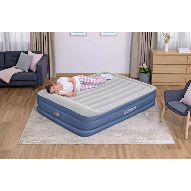 Bestway Tritech gaisa matracis Queen ar iebūvētu sūkni un pretmikrobu pārklājumu 2.03 m x 1.52 m x 46 cm