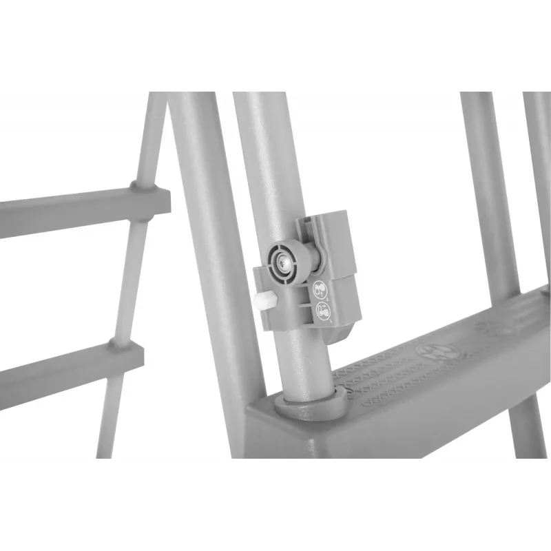 Bestway Flip & Lock kāpnes virszemes baseinam 1,07 m, Pelēkas, Metāls, 150 kg, 3 pakāpieni, 107 cm