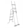 Bestway Flip & Lock kāpnes virszemes baseinam 1,07 m, Pelēkas, Metāls, 150 kg, 3 pakāpieni, 107 cm