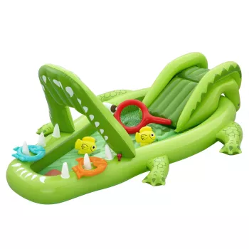 Bestway Later Gator bērnu piepūšamais ūdens rotaļu centrs un baseins 2,34 m x 1,63 m x 87 cm