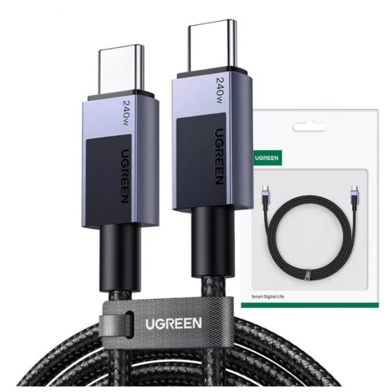 Ugreen 45068 USB kabelis 2 m USB-C 0.48 Gbit/s 240 W Melns, Pelēks