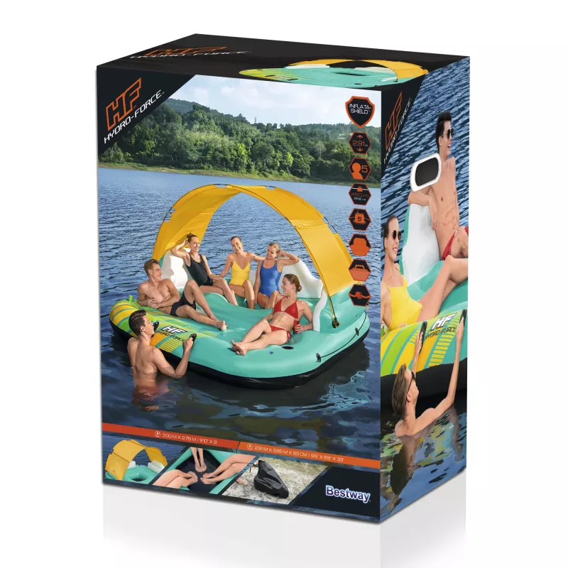Bestway Hydro-Force 9'10 collas x 9' / 3.00m x 2.75m Sunny Lounge Island peldošā sala