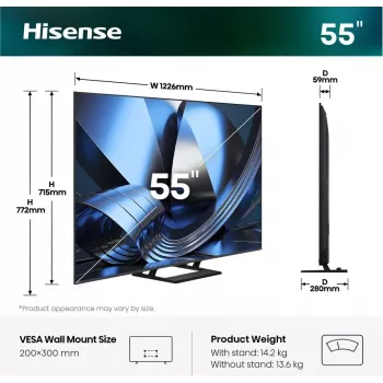 Hisense 55U7SE 55 collu ULED Mini-LED 4K viedtelevizors 20018749