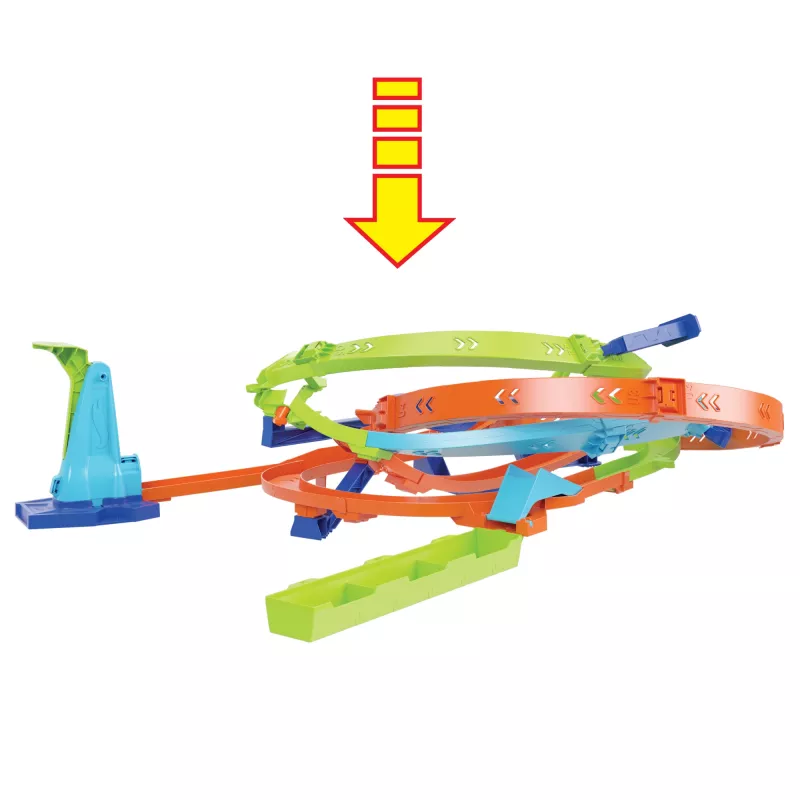 Hot Wheels Action Loop Cyclone Challenge Trases Komplekts ar 1:64 Mēroga Auto, Viegla Uzglabāšana