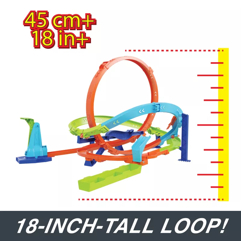 Hot Wheels Action Loop Cyclone Challenge Trases Komplekts ar 1:64 Mēroga Auto, Viegla Uzglabāšana