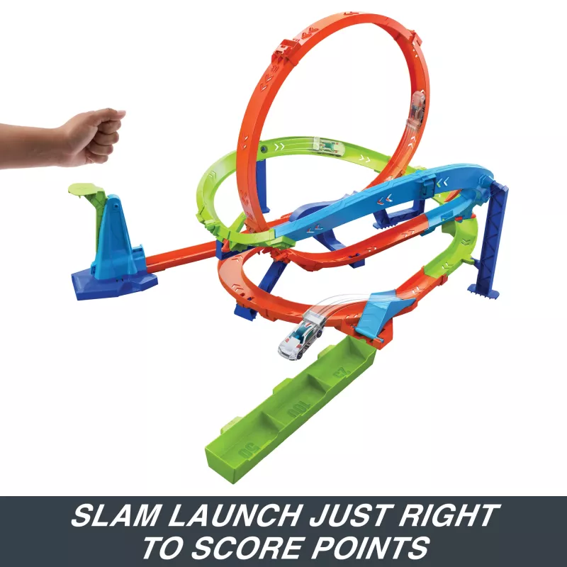 Hot Wheels Action Loop Cyclone Challenge Trases Komplekts ar 1:64 Mēroga Auto, Viegla Uzglabāšana
