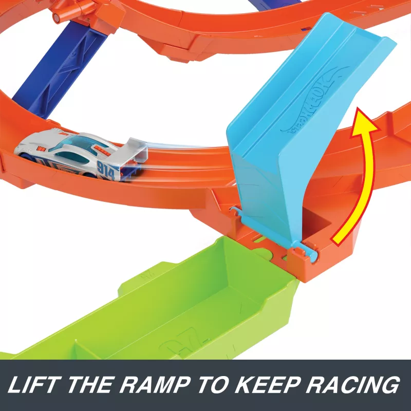Hot Wheels Action Loop Cyclone Challenge Trases Komplekts ar 1:64 Mēroga Auto, Viegla Uzglabāšana